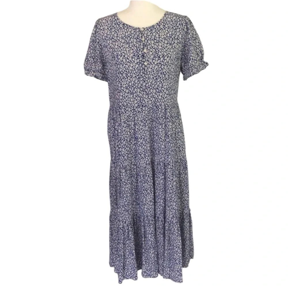 J. Crew Blue and White Floral Maxi Dress